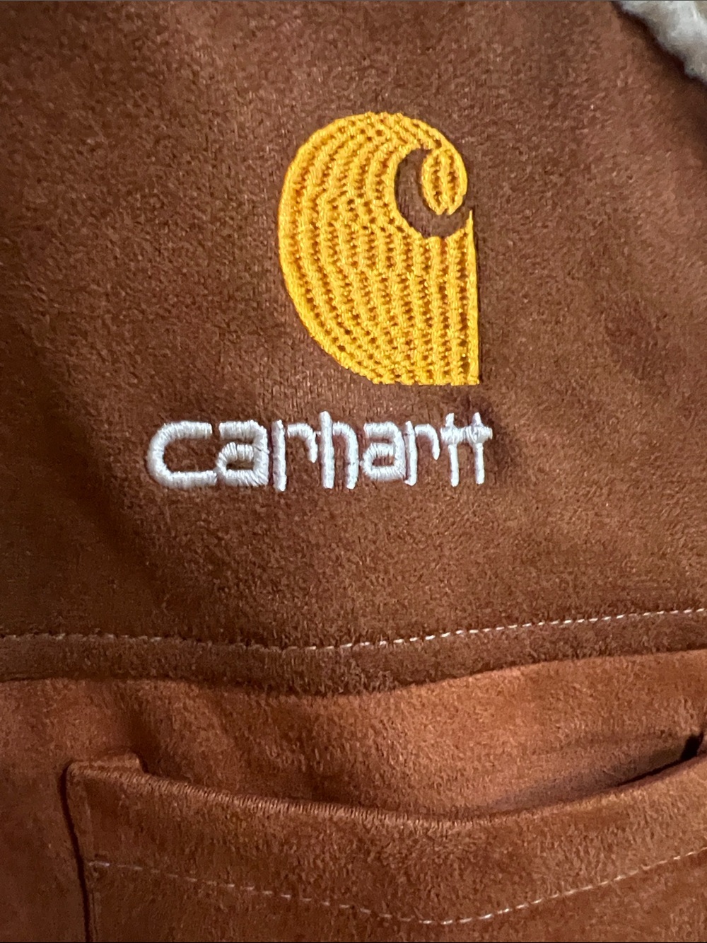 CARHARTT Faux Suede Sherpa Lined Zip Up Brown Jacket Size Small - Picture 7 of 9